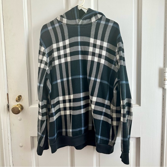 Burberry Check Cotton Hoodie in Blue and White. - Picture 7 of 10